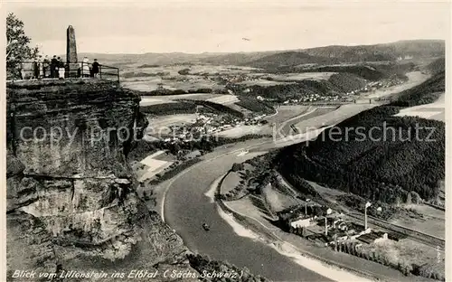 AK / Ansichtskarte Rathen_Saechsische Schweiz Panorama Blick vom Lilienstein ins Elbtal Elbsandsteingebirge Rathen Saechsische Schweiz