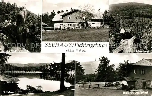 AK / Ansichtskarte Seehaus_Fichtelgebirge Berggaststaette Fichtelsee Landschaftspanorama Ochsenkopf Schneeberg Nusshardtfelsen Seehaus Fichtelgebirge