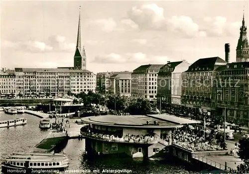 AK / Ansichtskarte Hamburg Jungfernstieg Wasserseite mit Alsterpavillon Hamburg