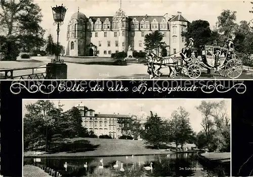 AK / Ansichtskarte Celle_Niedersachsen Schloss Park Schwanenteich Celle_Niedersachsen