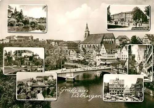 AK / Ansichtskarte Tuebingen Teilansichten Universitaetsstadt Neckarbruecke Kirche Bromsilber Tuebingen