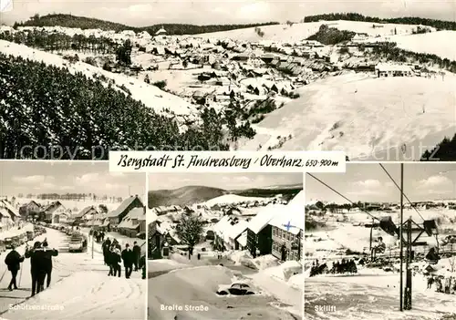 AK / Ansichtskarte St_Andreasberg_Harz Winterpanorama Skilift Strassenpartien St_Andreasberg_Harz