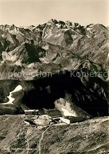AK / Ansichtskarte Oberstdorf Nebelhorn Ausblick Berghotel Hoefatsblick Edmund Probst Haus Allgaeuer Alpen Oberstdorf