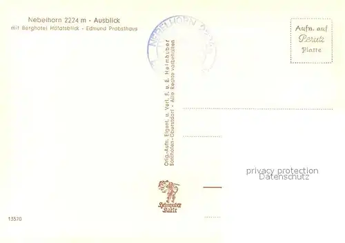 AK / Ansichtskarte Oberstdorf Nebelhorn Ausblick Berghotel Hoefatsblick Edmund Probst Haus Allgaeuer Alpen Oberstdorf