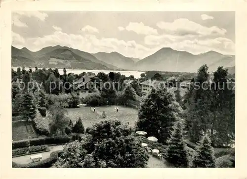 AK / Ansichtskarte Bad_Wiessee Panorama Blick vom Werner s Kurhotel Eden Gartenpark Tegernsee Alpen Bad_Wiessee