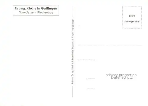 AK / Ansichtskarte Gailingen Evangelische Kirche Spende zum Kirchenbau Gailingen