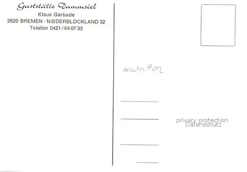 AK / Ansichtskarte Niederblockland Gaststaette Dammsiel Niederblockland