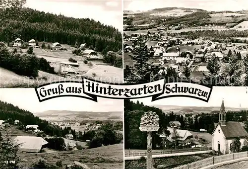 AK / Ansichtskarte Hinterzarten Panorama Kurort im Schwarzwald Kapelle Wegweiser Hinterzarten