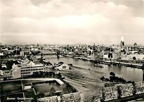 AK / Ansichtskarte Bremen Stadtpanorama Blick ueber die Weser Bremen