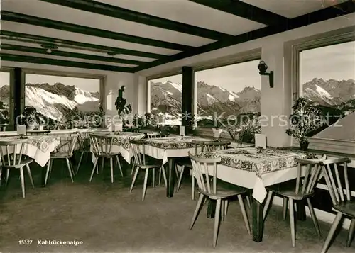 AK / Ansichtskarte Ofterschwang Wiesenbaude Kahlrueckenalpe Gastraum Alpenblick Ofterschwang