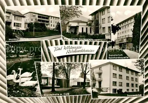AK / Ansichtskarte Reinhardshausen Sanatorium Reinhardsquelle Kurhaus Wandelhalle Schwanenteich Reinhardshausen