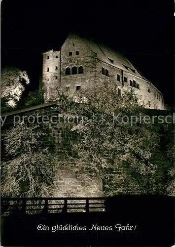 AK / Ansichtskarte Nuernberg Burg Nachtaufnahme Neujahrskarte Nuernberg