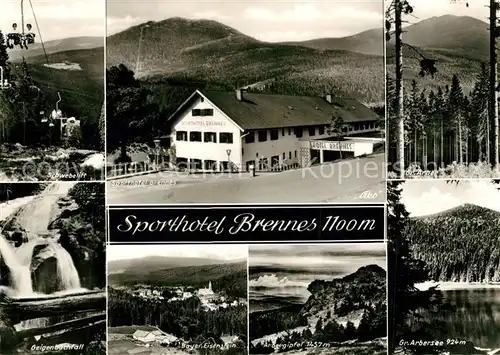 AK / Ansichtskarte Bayrisch_Eisenstein Sporthotel Brennes Schwebelift Wasserfall Arbergipfel Arbersee Landschaftspanorama Bayerischer Wald Bayrisch_Eisenstein