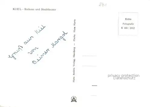 AK / Ansichtskarte Kiel Rathaus und Stadttheater Kiel