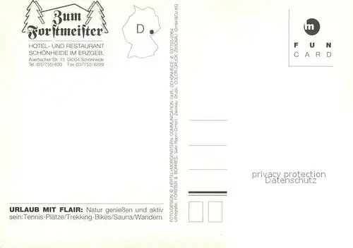 AK / Ansichtskarte Schoenheide_Erzgebirge Hotel Restaurant Zum Forstmeister Schoenheide Erzgebirge