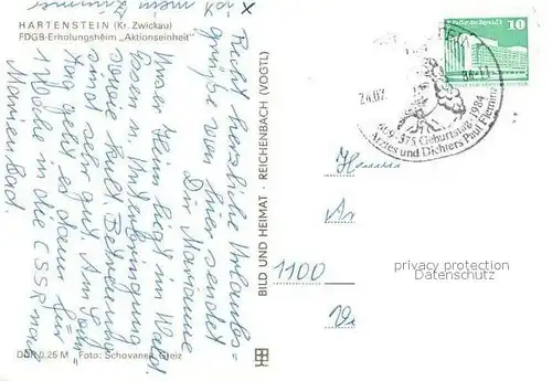 AK / Ansichtskarte Hartenstein_Zwickau Erholungsheim Aktionseminar Hartenstein_Zwickau