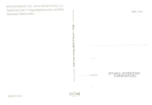 AK / Ansichtskarte Rautenkranz_Vogtland Geburtsort des 1. Kosmonauten der DDR Oberst Jaehn Rautenkranz_Vogtland