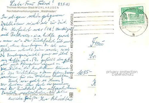 AK / Ansichtskarte Muehlhausen_Thueringen Thomas Muentzer Stadt Reichsbahnerholungsheim Waldfrieden Muehlhausen Thueringen