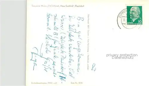 AK / Ansichtskarte Paulsdorf_Dippoldiswalde Talsperre Malter HO Hotel Haus Seeblick Paulsdorf Dippoldiswalde