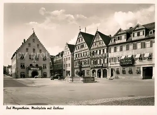 AK / Ansichtskarte Bad_Mergentheim Marktplatz Rathaus Brunnen Fachwerhaeuser Bad_Mergentheim