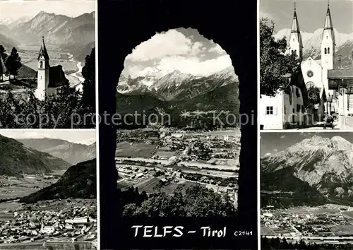 AK / Ansichtskarte Telfs_Tirol Bergkapelle Ortsmotiv mit Kirche Gesamtansicht mit Alpenpanorama Telfs Tirol
