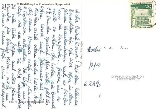 AK / Ansichtskarte Heidelberg_Neckar Krankenhaus Speyererhof Heidelberg Neckar