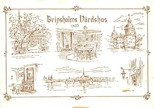 AK / Ansichtskarte Gripsholms Vaerdshus Zeichnung Kuenstlerkarte Gripsholms