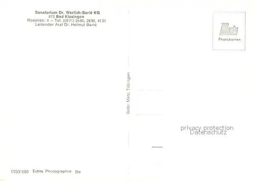 AK / Ansichtskarte Bad_Kissingen Sanatorium Dr Werlich Barie KG Rosenvilla Bad_Kissingen