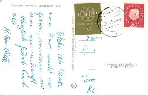 AK / Ansichtskarte Strassenbahn Frankfurt am Main Eschenheimer Turm  