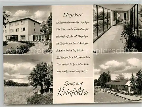 AK / Ansichtskarte Reinfeld_Holstein Erholungsheim Liegekur Gedicht Partie am See Reinfeld_Holstein