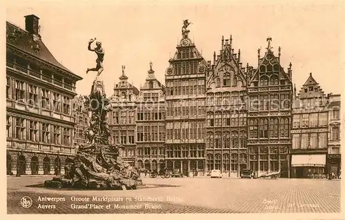 AK / Ansichtskarte Antwerpen_Anvers Grand Place et Monument Brabo Fontaine Antwerpen Anvers