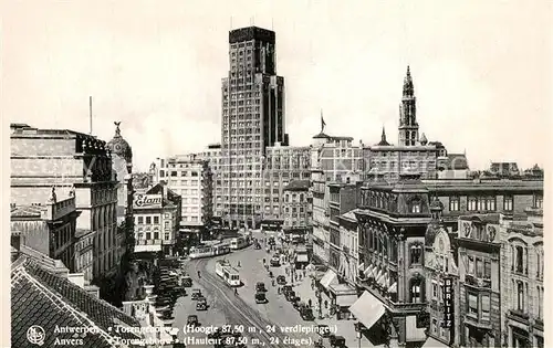 AK / Ansichtskarte Anvers_Antwerpen Torengebouw Strassenbahn Anvers Antwerpen