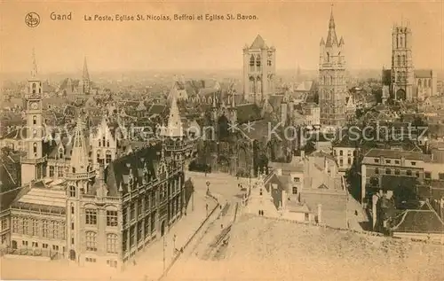 AK / Ansichtskarte Gand_Belgien Poste Eglise Beffroi Gand Belgien