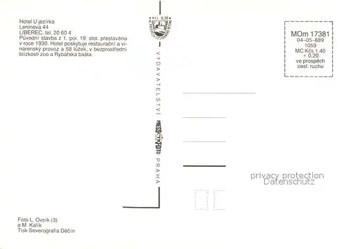 AK / Ansichtskarte Liberec Hotel u Jezirka Tieger Liberec