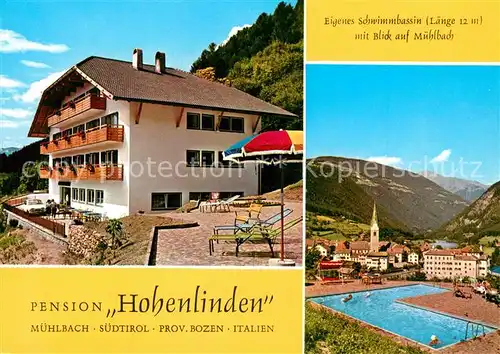 AK / Ansichtskarte Muehlbach_Suedtirol Pension Hohenlinden Pool Muehlbach Suedtirol