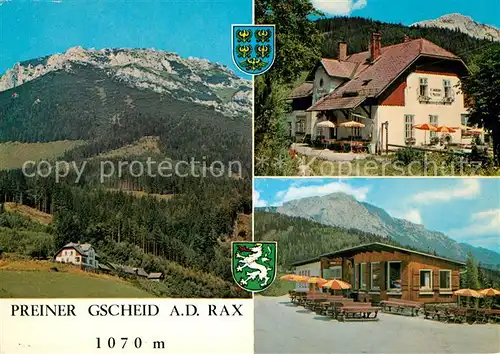 AK / Ansichtskarte Prein_Rax Alpengasthof Geyschlaeger Terrasse Preiner Gscheid Prein_Rax