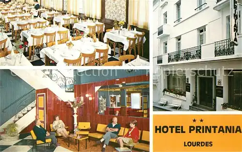 AK / Ansichtskarte Lourdes_Hautes_Pyrenees Hotel Printania Speisesaal Aufenthaltsraum Lourdes_Hautes_Pyrenees