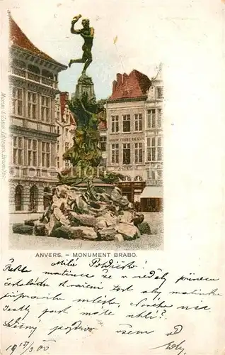 AK / Ansichtskarte Anvers_Antwerpen Monument Brabo Fontaine Anvers Antwerpen