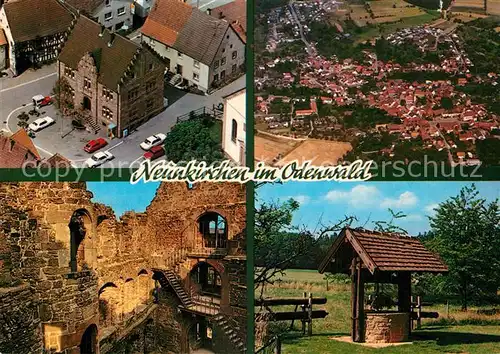 AK / Ansichtskarte Neunkirchen_Odenwald Fliegeraufnahme Rathaus Stadt Ruine Brunnen Neunkirchen Odenwald