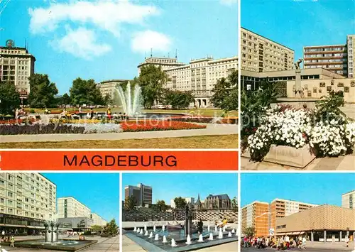 AK / Ansichtskarte Magdeburg Wilh Pieck Allee Eulenspiegelbrunnen Karl Marx Str Promenade der Voelkerfreundschaft Julius Bremer Str Magdeburg