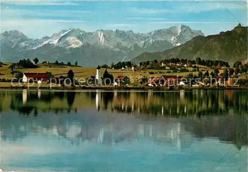 AK / Ansichtskarte Froschhausen_Staffelsee mit Riegsee und Wetterstein Froschhausen_Staffelsee