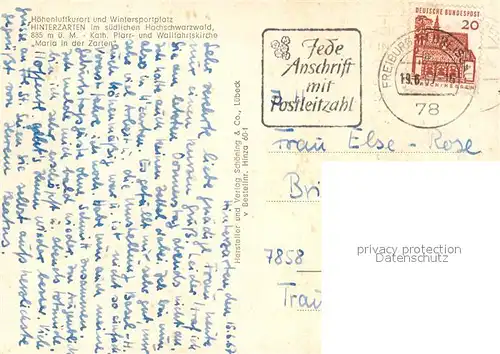 AK / Ansichtskarte Hinterzarten Kath Wallfahrtskirche Maria in der Zarten Hinterzarten