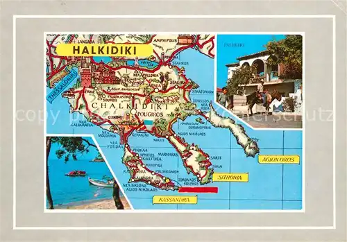 AK / Ansichtskarte Halkidiki_Chalkidiki Inselkarte Strand Hotel Paliouri Halkidiki Chalkidiki