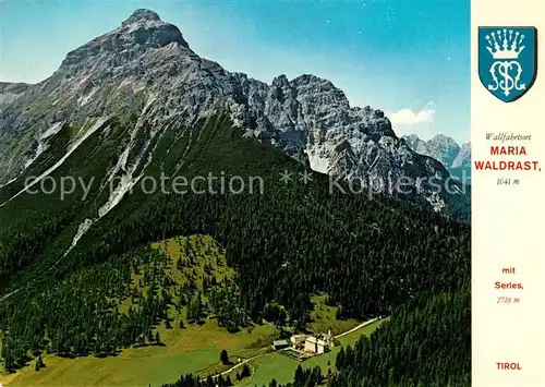 AK / Ansichtskarte Matrei_Brenner Maria Waldrast Gasthaus und Pension mit Serles Fliegeraufnahme Matrei Brenner