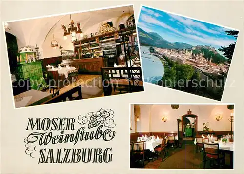 AK / Ansichtskarte Salzburg_Oesterreich Moser Weinstube Gastraum Panorama Salzburg_Oesterreich