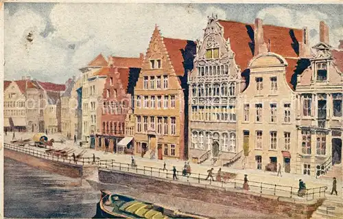 AK / Ansichtskarte Gand_Belgien Le Quai aux Herbes Aquarel Kuenstlerkarte Gand Belgien