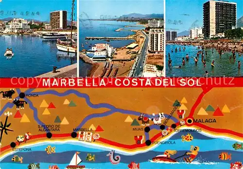 AK / Ansichtskarte Marbella_Andalucia Costa del Sol Strand Lageplan Marbella_Andalucia