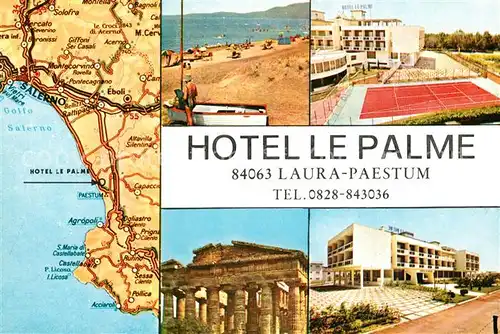 AK / Ansichtskarte Paestum Hotel le Palme Strand Tennis Landkarte Paestum