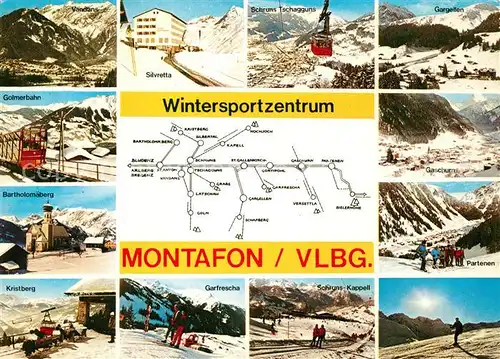 AK / Ansichtskarte Montafon Schruns Tschagguns Gargellen Golmerbahn Bartholomaeberg Kristberg Garfrescha Partenen Gaschurn Vandans Silvrette Montafon