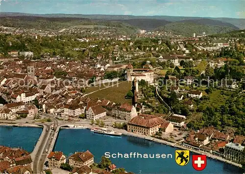 AK / Ansichtskarte Schaffhausen_SH Fliegeraufnahme mit Munot Rhein  Schaffhausen SH